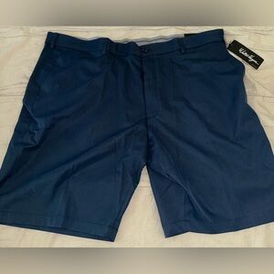 Mens new Walter Hagen navy blue shorts flat front sz 46 inseam 10